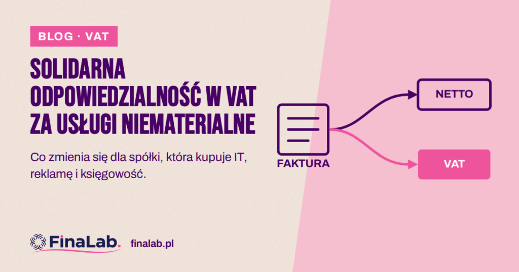 Solidarna odpowiedzialność w VAT za usługi niematerialne: faktura dzielona na kwotę netto dla dostawcy i VAT na rachunek VAT w mechanizmie podzielonej płatności